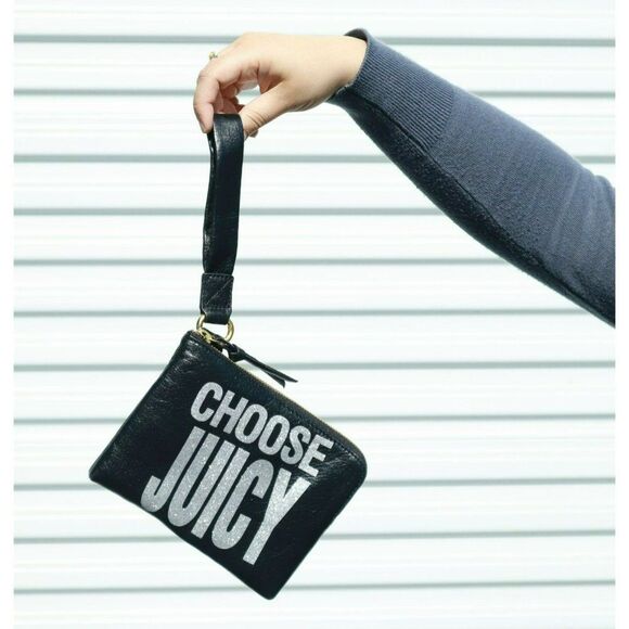 NWT Juicy Couture Large CHOOSE JUICY Wristlet Pouch Clutch for Concert/Night Out - Picture 1 of 8